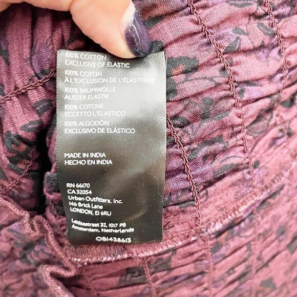 Free People Smock It To Me Mini Dress Puff Sleeve Plum Floral Size XS NEW - Picture 9 of 9